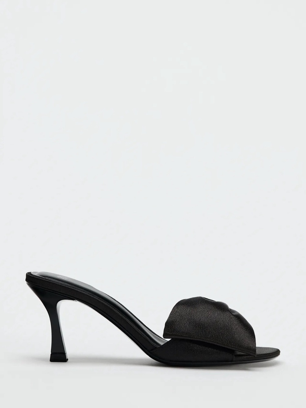Zara Black Satin Ruched Slide Heels